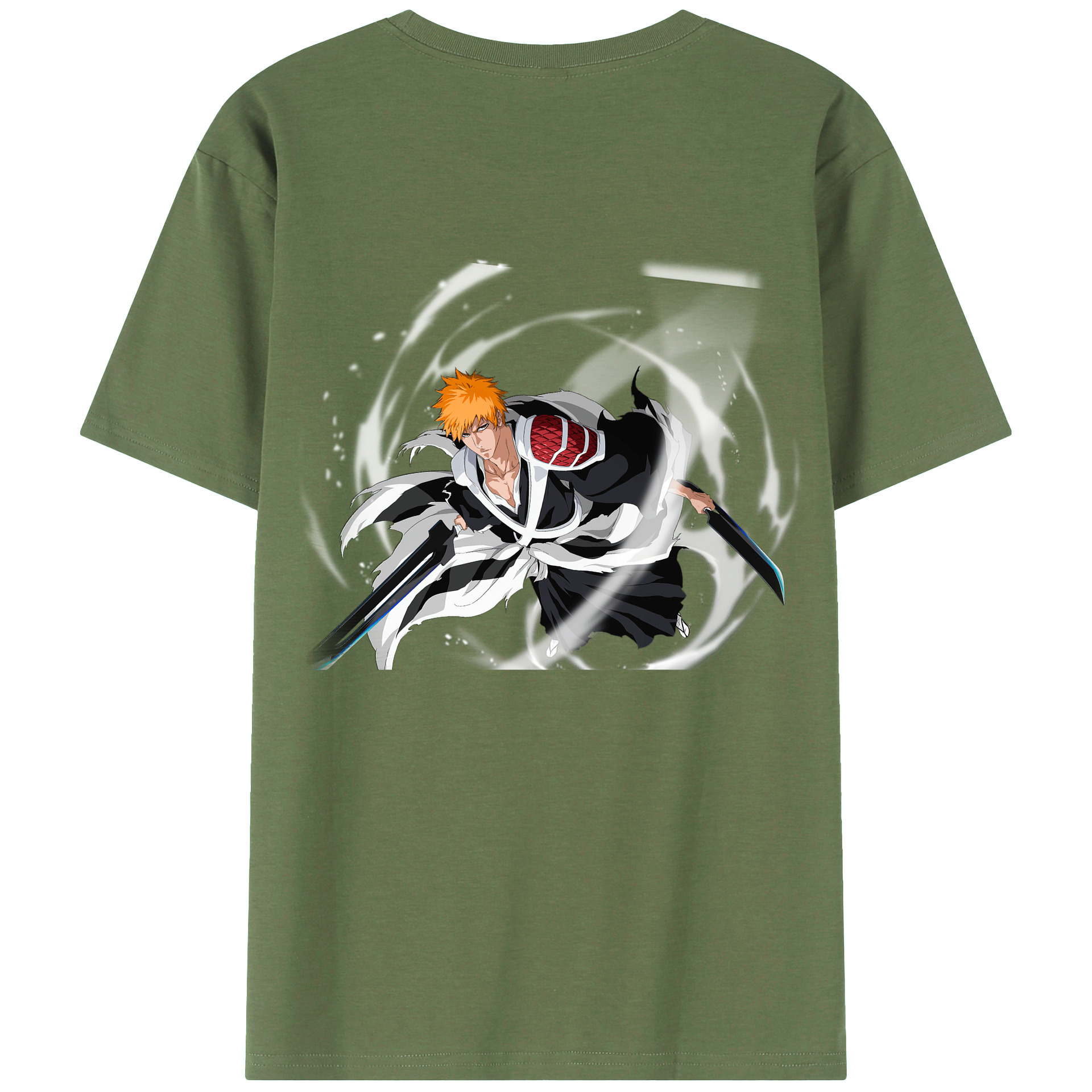 （画像用） ブリーチ 黒崎一護（くろさき いちご）BLEACH Kurosaki Ichigo 綿100％ メンズ半袖Tシャツ（バックプリント） 通気性